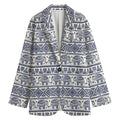 African Tribal Elephant Pattern Print Women's Cotton Blazer