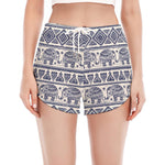 African Tribal Elephant Pattern Print Women's Split Running Shorts