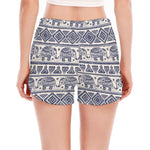 African Tribal Elephant Pattern Print Women's Split Running Shorts