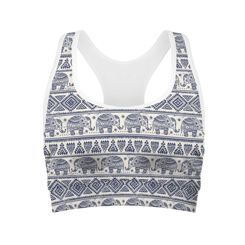 African Tribal Elephant Pattern Print Women's Sports Bra