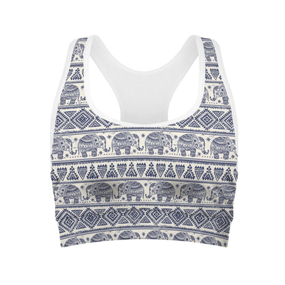 African Tribal Elephant Pattern Print Women's Sports Bra