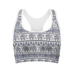 African Tribal Elephant Pattern Print Women's Sports Bra