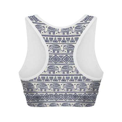 African Tribal Elephant Pattern Print Women's Sports Bra
