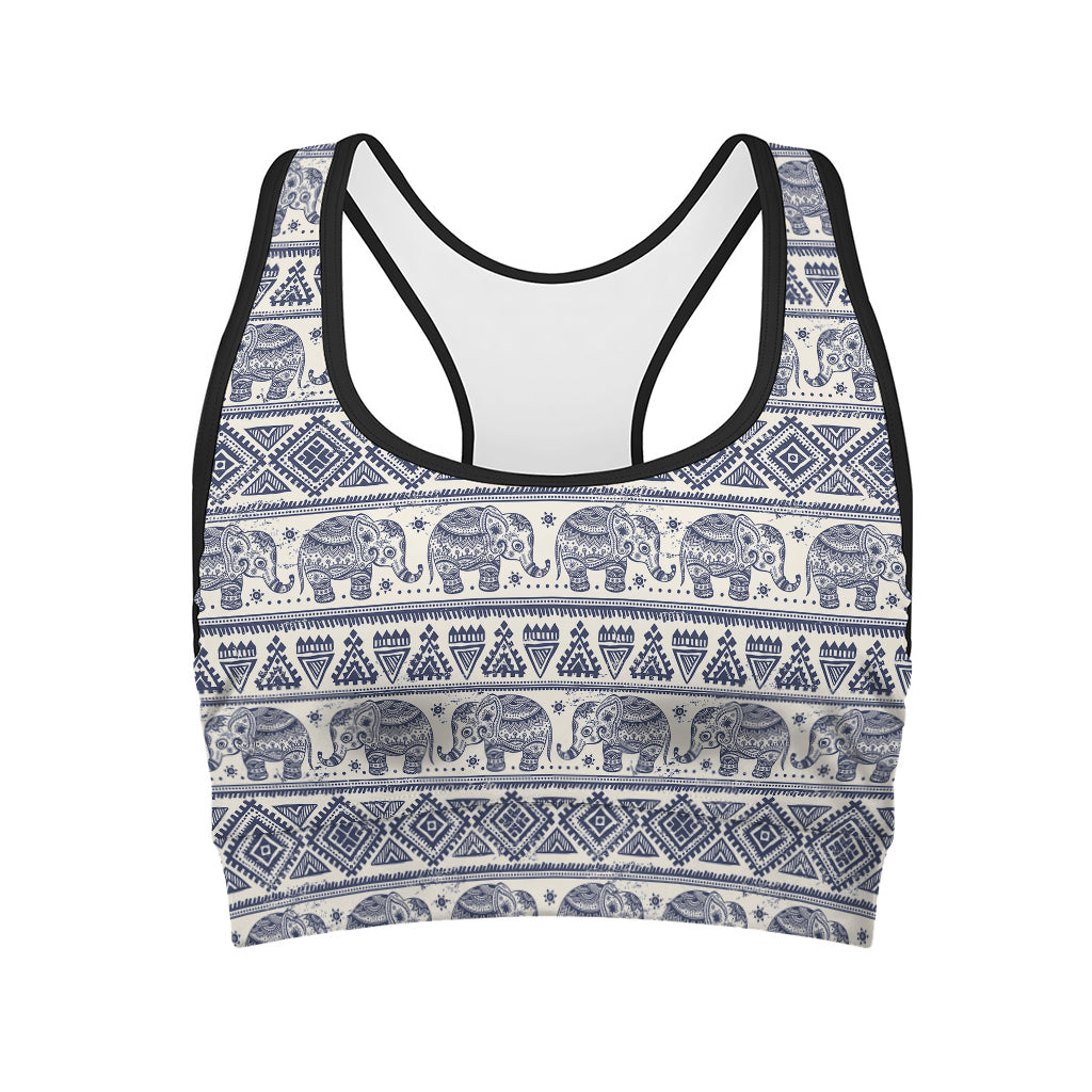 African Tribal Elephant Pattern Print Women's Sports Bra