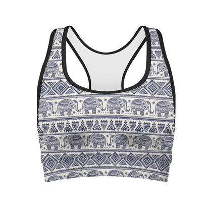 African Tribal Elephant Pattern Print Women's Sports Bra