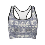 African Tribal Elephant Pattern Print Women's Sports Bra