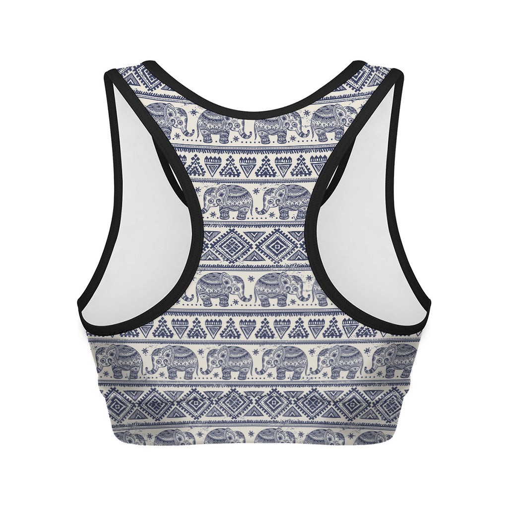 African Tribal Elephant Pattern Print Women's Sports Bra