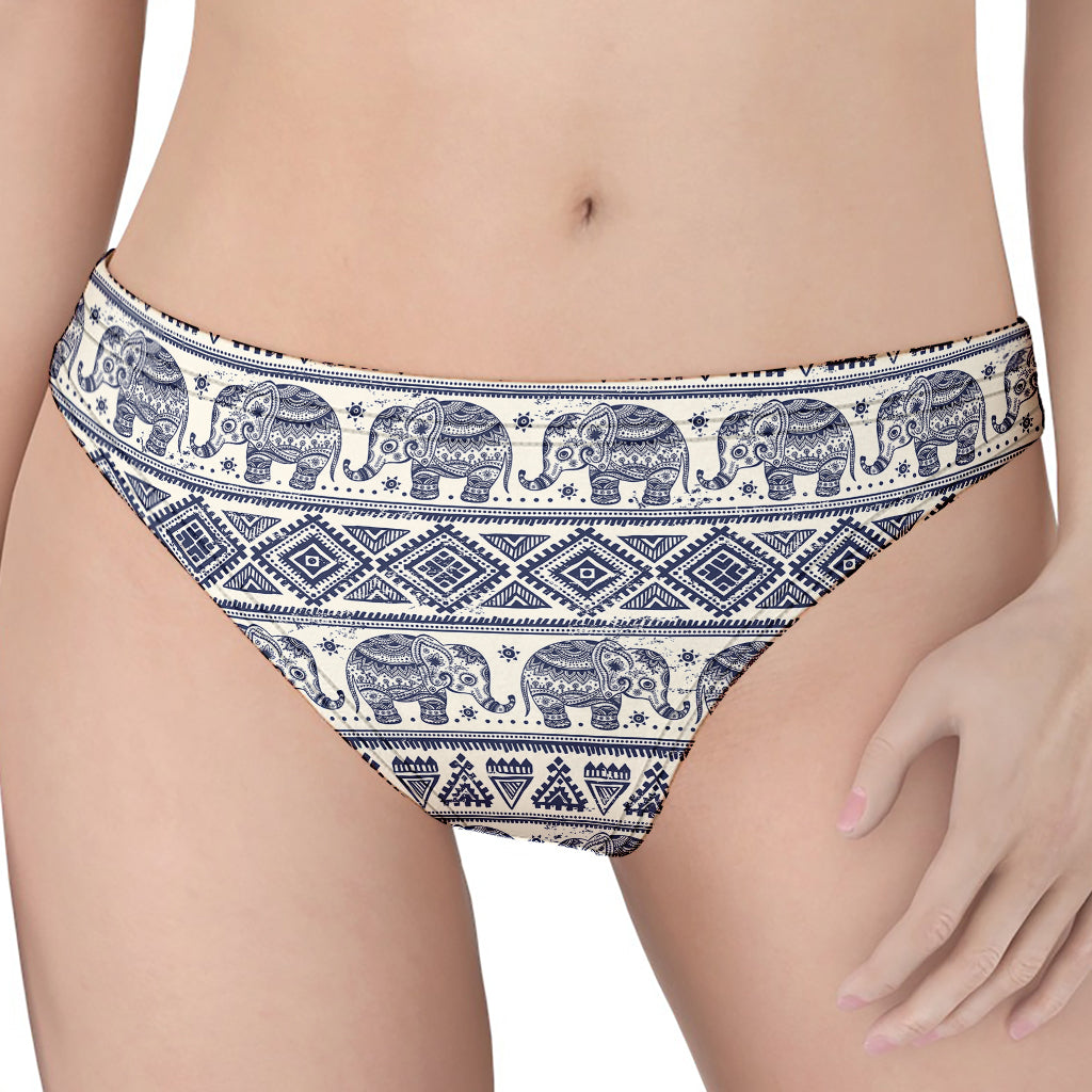 African Tribal Elephant Pattern Print Women's Thong