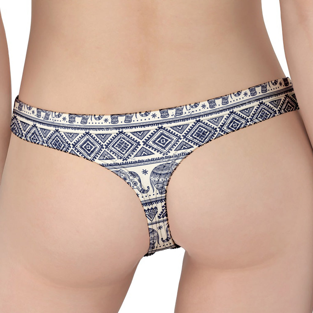 African Tribal Elephant Pattern Print Women's Thong