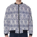 African Tribal Elephant Pattern Print Zip Sleeve Bomber Jacket