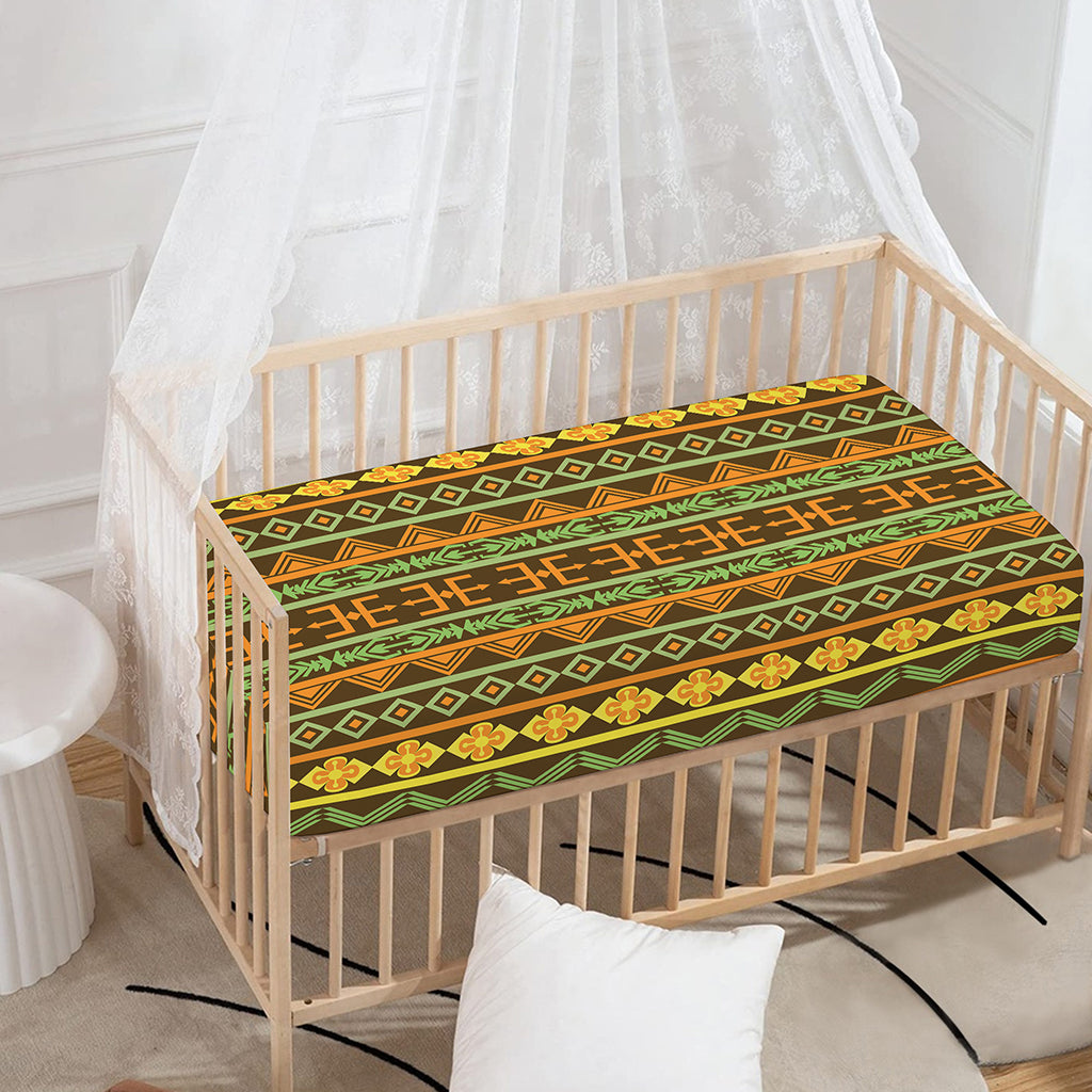 African Tribal Inspired Pattern Print Baby Crib Sheet