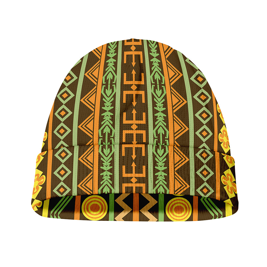 African Tribal Inspired Pattern Print Beanie