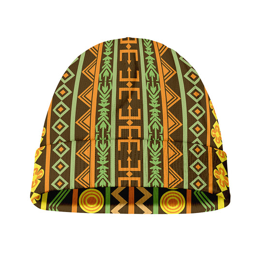 African Tribal Inspired Pattern Print Beanie