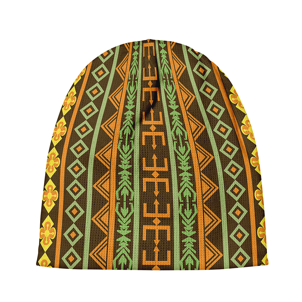 African Tribal Inspired Pattern Print Beanie