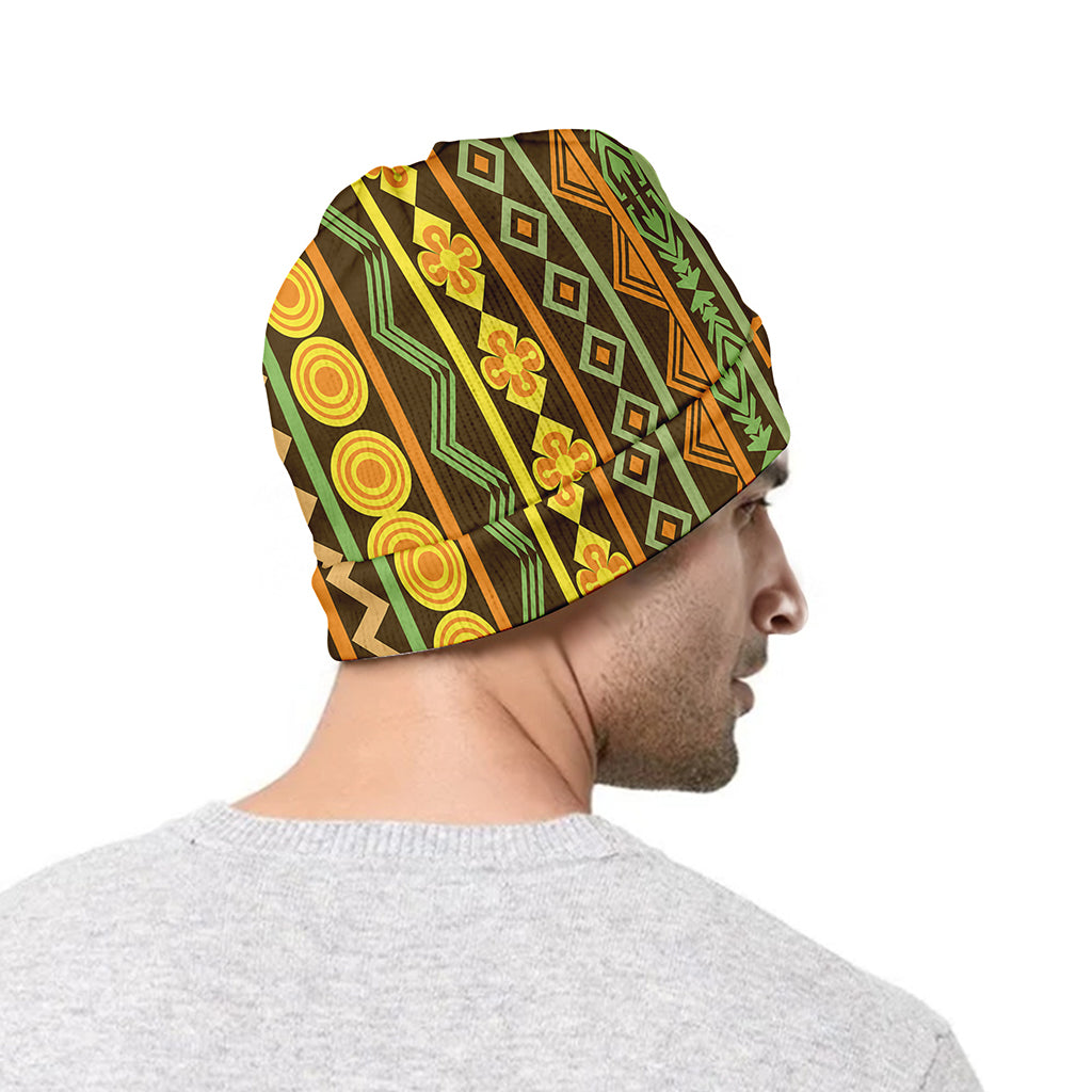 African Tribal Inspired Pattern Print Beanie