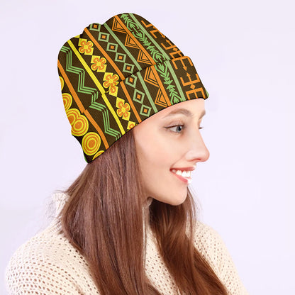 African Tribal Inspired Pattern Print Beanie