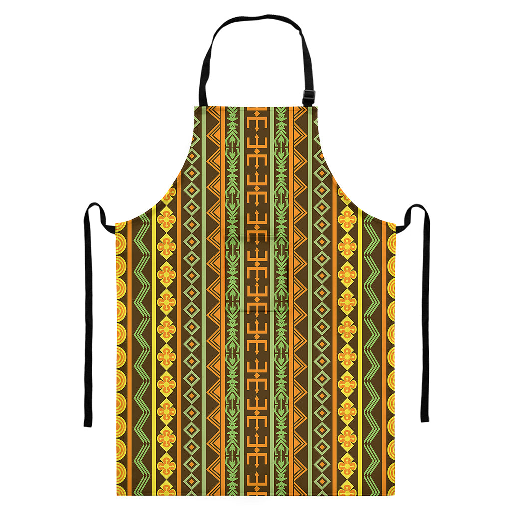 African Tribal Inspired Pattern Print Bib Apron With Pocket