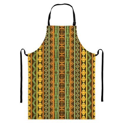 African Tribal Inspired Pattern Print Bib Apron With Pocket