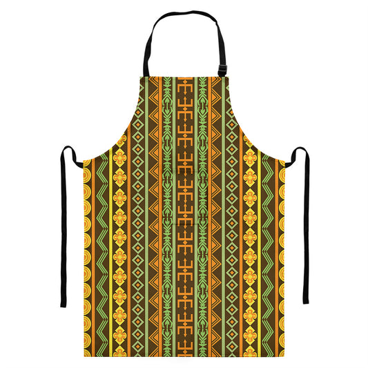 African Tribal Inspired Pattern Print Bib Apron With Pocket
