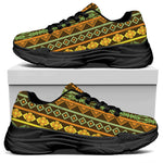 African Tribal Inspired Pattern Print Black Chunky Shoes