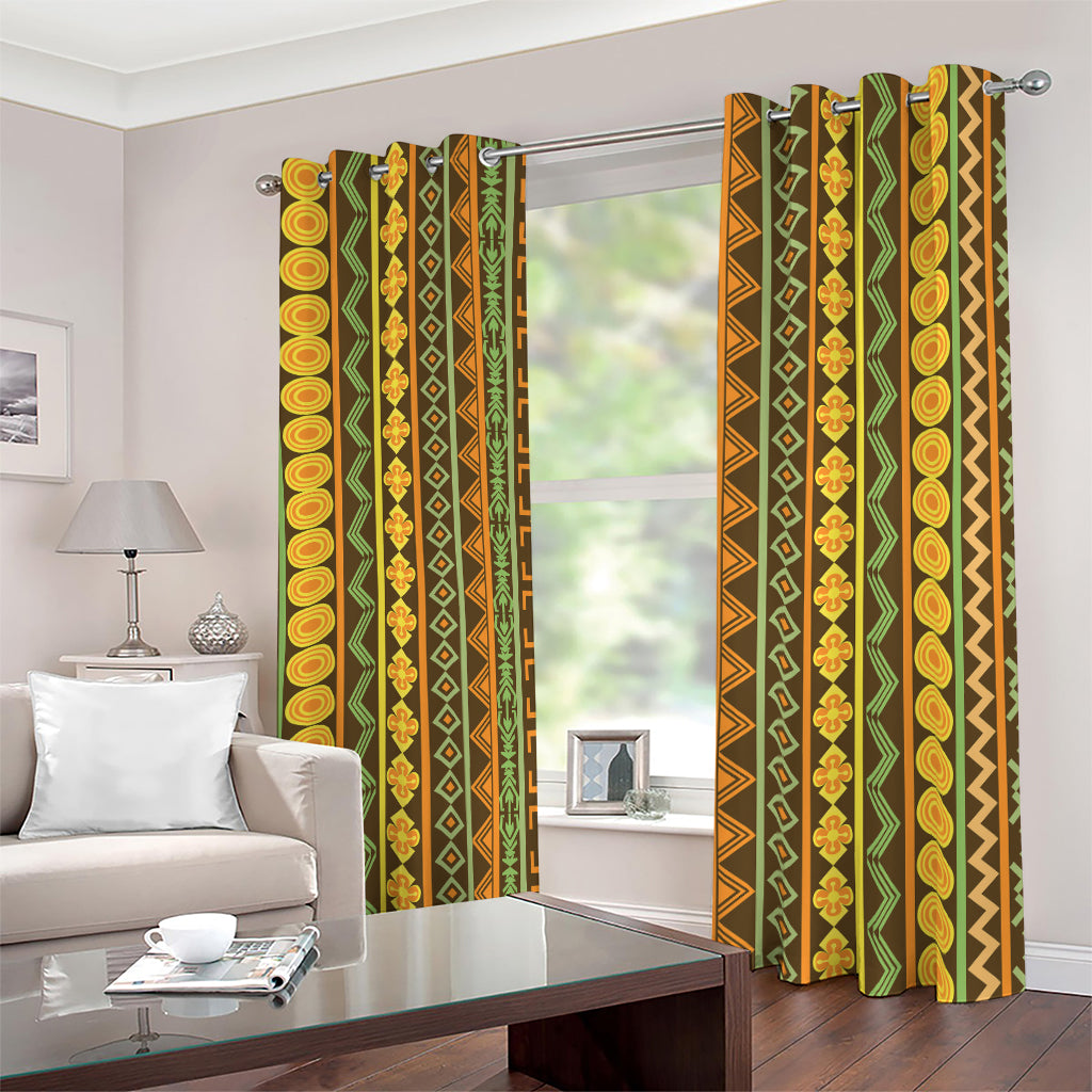 African Tribal Inspired Pattern Print Blackout Grommet Curtains