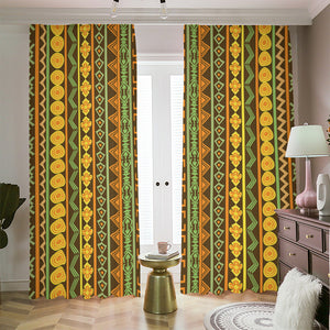 African Tribal Inspired Pattern Print Blackout Pencil Pleat Curtains