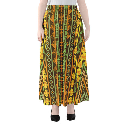 African Tribal Inspired Pattern Print Chiffon Maxi Skirt