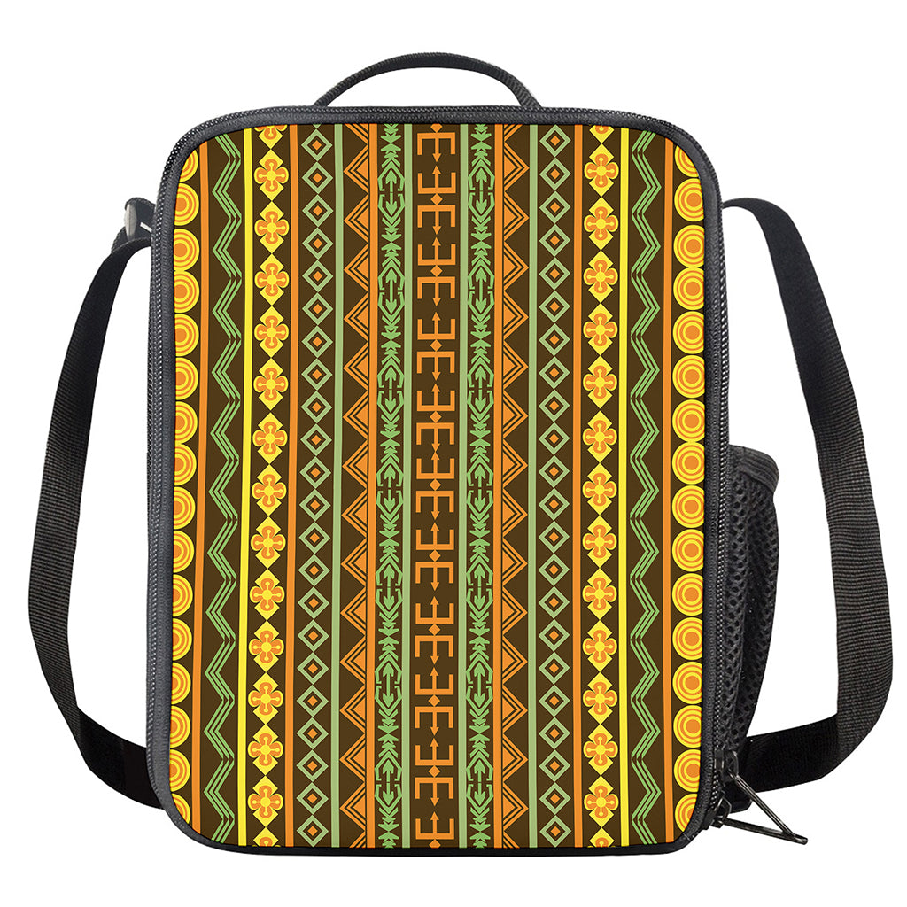 African Tribal Inspired Pattern Print Crossbody Lunch Bag