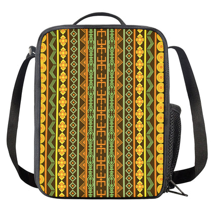 African Tribal Inspired Pattern Print Crossbody Lunch Bag