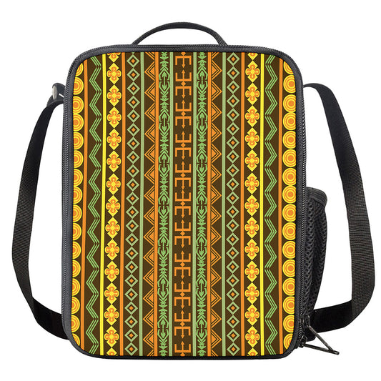 African Tribal Inspired Pattern Print Crossbody Lunch Bag