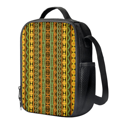 African Tribal Inspired Pattern Print Crossbody Lunch Bag