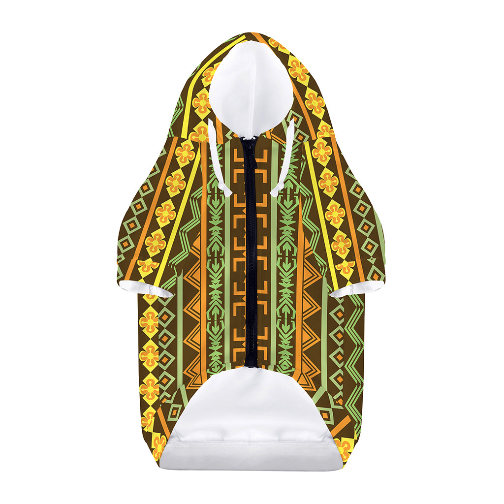 African Tribal Inspired Pattern Print Dog Zip Up Hoodie