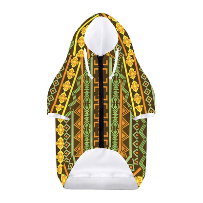 African Tribal Inspired Pattern Print Dog Zip Up Hoodie