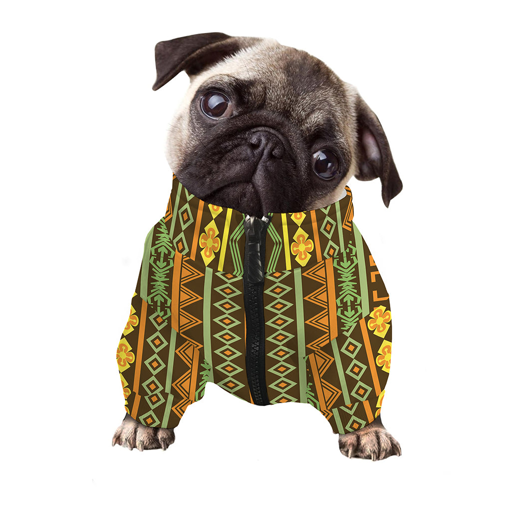 African Tribal Inspired Pattern Print Dog Zip Up Jacket