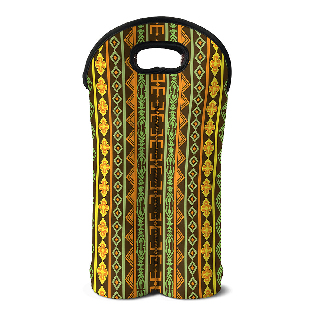 African Tribal Inspired Pattern Print Double Neoprene Wine Tote