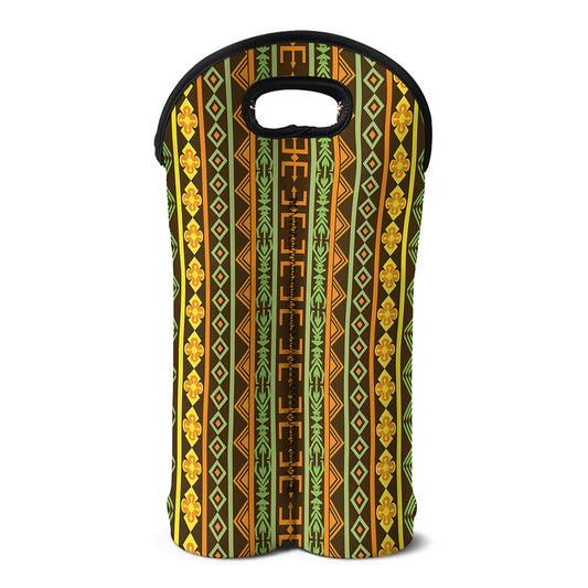 African Tribal Inspired Pattern Print Double Neoprene Wine Tote