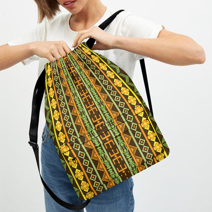 African Tribal Inspired Pattern Print Drawstring Backpack
