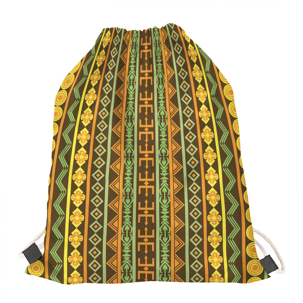 African Tribal Inspired Pattern Print Drawstring Bag