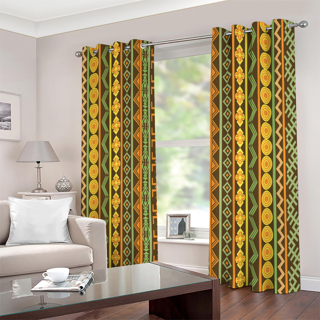 African Tribal Inspired Pattern Print Extra Wide Grommet Curtains