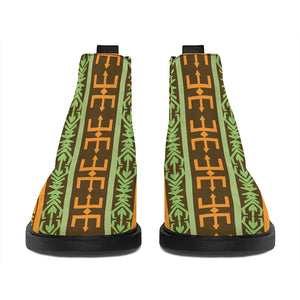 African Tribal Inspired Pattern Print Flat Ankle Boots