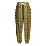 African Tribal Inspired Pattern Print Fleece Lined Knit Pants