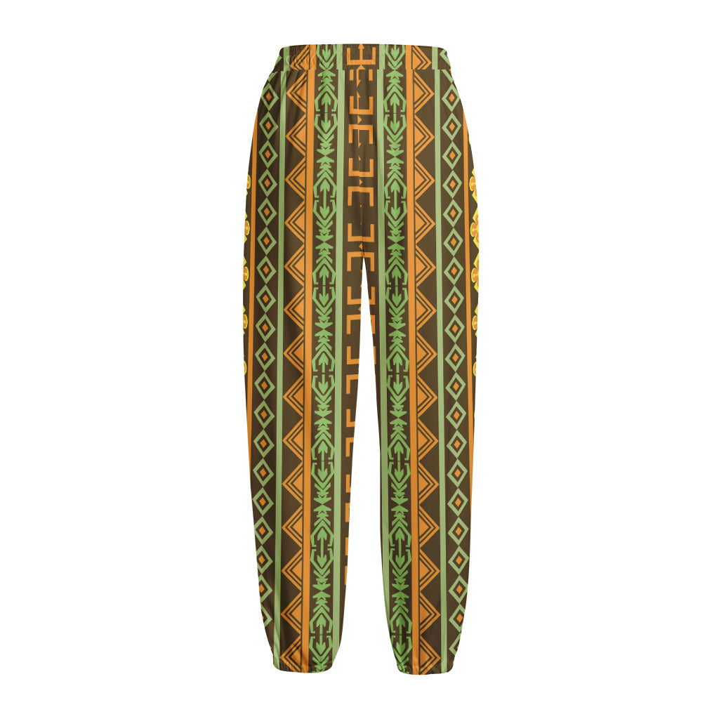African Tribal Inspired Pattern Print Fleece Lined Knit Pants