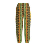 African Tribal Inspired Pattern Print Fleece Lined Knit Pants