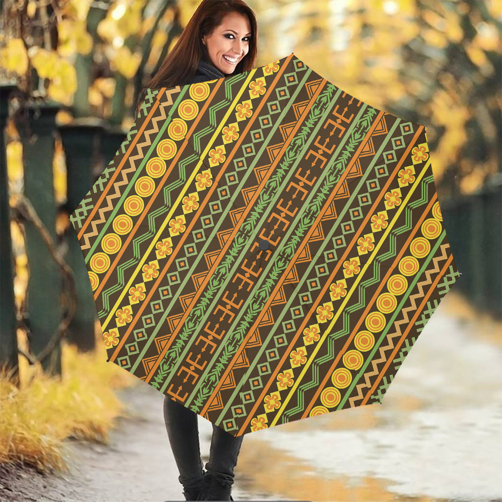 African Tribal Inspired Pattern Print Foldable Umbrella