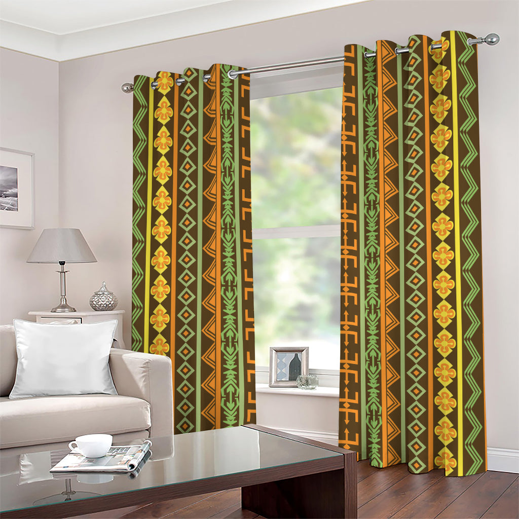 African Tribal Inspired Pattern Print Grommet Curtains