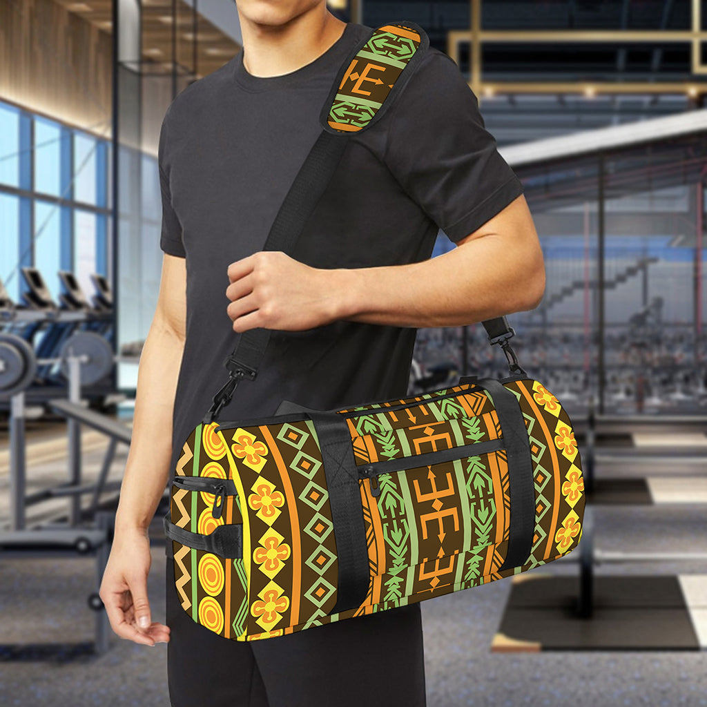 African Tribal Inspired Pattern Print Gym Bag