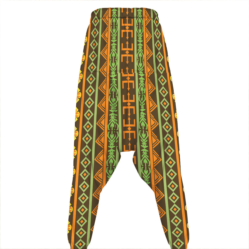 African Tribal Inspired Pattern Print Hammer Pants