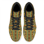African Tribal Inspired Pattern Print High Top Leather Sneakers