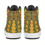 African Tribal Inspired Pattern Print High Top Leather Sneakers