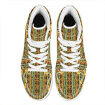 African Tribal Inspired Pattern Print High Top Leather Sneakers